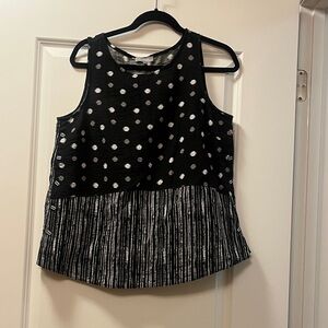 Habitat Black Tank Top with White Dots and Stripes